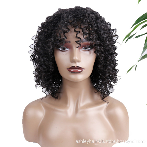 Kanekalon Vendor High Quality Fiber Cheap Color Heat Resistant Afro Curly Synthetic Synthetic Hair Wigs For Black Women